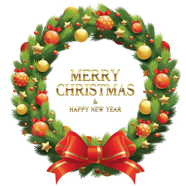 Decal dán tường Vòng nguyệt quế Noel nơ đỏ size lớn 60x60 (nền trắng đục)